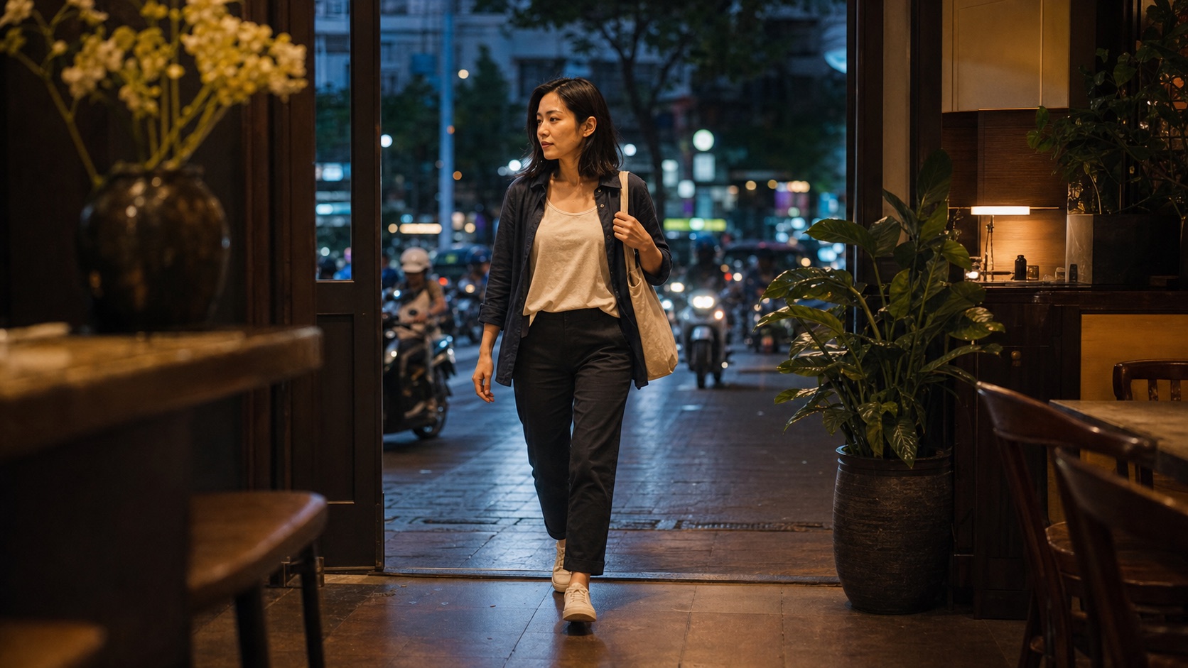 顾客根据手机地图与清晰门店入口走进店内
